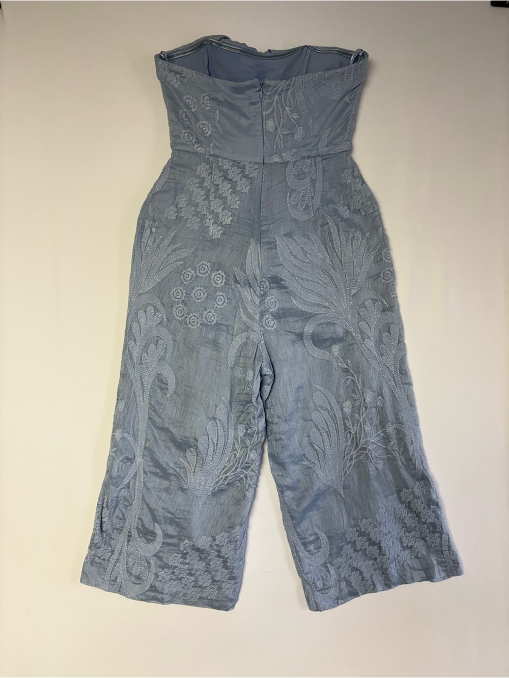 Anthropologie Aijek Natalia Embroidered Silk Linen Strapless Jumpsuit - Picture 7 of 16